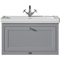 Bayswater Hartleigh Plummett Grey Traditional Wall Hung Vanity Unit & 1 Tap Hole Traditional Recessed Basin - 800mm