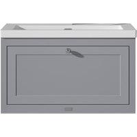 Bayswater Hartleigh Plummett Grey Traditional Wall Hung Vanity Unit & 1 Tap Hole Modern Recessed Basin - 800mm