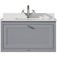 Bayswater Hartleigh Plummett Grey Traditional Wall Hung Vanity Unit & 1 Tap Hole White Marble Top Basin - 800mm