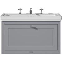 Bayswater Hartleigh Plummett Grey Traditional Wall Hung Vanity Unit & 3 Tap Hole Traditional Recessed Basin - 800mm