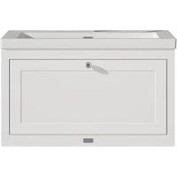 Bayswater Hartleigh Pointing White Traditional Wall Hung Vanity Unit & 1 Tap Hole Modern Recessed Basin - 800mm