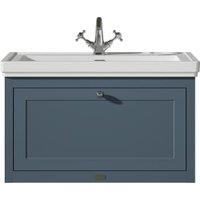 Bayswater Hartleigh Stiffkey Blue Traditional Wall Hung Vanity Unit & 1 Tap Hole Traditional Recessed Basin - 800mm