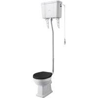 Bayswater Fitzroy Traditional High Level Comfort Height Toilet Pan, Cistern & Black Soft Close Seat