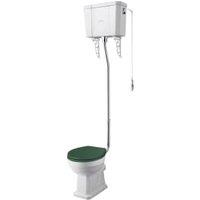 Bayswater Fitzroy Traditional High Level Comfort Height Toilet Pan, Cistern & Hunter Green Soft Close Seat