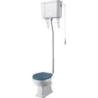 Bayswater Fitzroy Traditional High Level Toilet Pan, Cistern & Stiffkey Blue Soft Close Seat