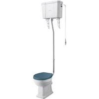 Bayswater Fitzroy Traditional High Level Comfort Height Toilet Pan, Cistern & Stiffkey Blue Soft Close Seat