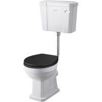 Bayswater Fitzroy Traditional Low Level Comfort Height Toilet Pan, Cistern & Black Soft Close Seat