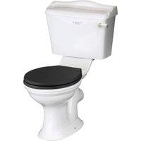 Bayswater Porchester Traditional Close Coupled Toilet Pan, Cistern & Black Soft Close Seat