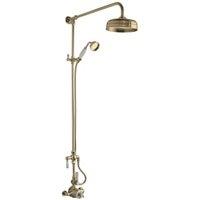Bayswater Grand Riser Mixer Shower Kit with Exposed Valve - White & Brushed Brass