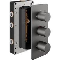 Hadleigh Concealed 3 Outlet Round Thermostatic Shower Valve - Matt Anthracite