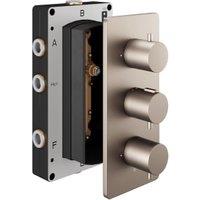 Hadleigh Concealed 3 Outlet Round Thermostatic Shower Valve - Brushed Nickel