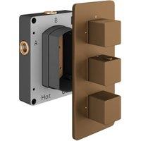 Hadleigh Concealed 3 Outlet Square Thermostatic Shower Valve - Brushed Bronze