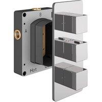 Hadleigh Concealed 3 Outlet Square Thermostatic Shower Valve - Chrome