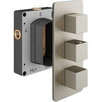 Hadleigh Concealed 3 Outlet Square Thermostatic Shower Valve - Brushed Nickel