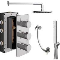Hadleigh Recessed 3 Outlet Round Mixer Shower Includes Shower Valve, Shower Head, Shower Handset & Bath Waste - Chrome