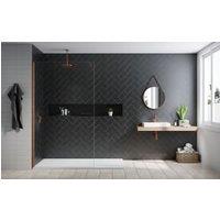 Nexa By Merlyn 8mm Brushed Bronze Frameless Wet Room Shower Screen & Horizontal Bracing Bar - 1200mm