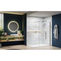 Nexa By Merlyn 8mm Matt Anthracite Frameless Wet Room Shower Screen & Horizontal Bracing Bar - 700mm