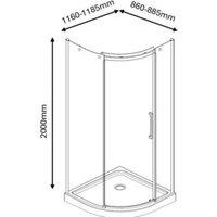 Nexa by MERLYN 8mm Brushed Brass Frameless Offset Quadrant Single Sliding Door Left Hand Shower Enclosure - 1200 x 900mm