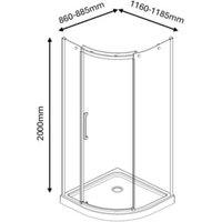 Nexa by MERLYN 8mm Brushed Brass Frameless Offset Quadrant Single Sliding Door Right Hand Shower Enclosure - 1200 x 900mm