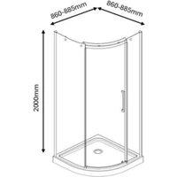 Nexa by MERLYN 8mm Brushed Brass Frameless Quadrant Single Sliding Door Left Hand Shower Enclosure - 900 x 900mm