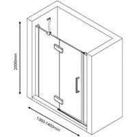 Nexa by MERLYN 8mm Brushed Brass Frameless Inline Hinge Door Only for Recess Setting - 1400mm