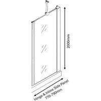 Nexa By MERLYN 8mm Brushed Brass Frameless Side Panel Only for Hinge & Inline Door - 800mm