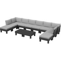 Keter Elements 10 Seater Sofa Modular Full Corner Lounge Set - Graphite Grey