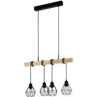 Eglo Townshend 5 Industrial Pendant - Black / Wood
