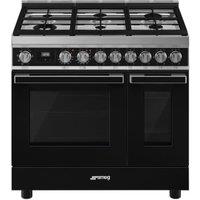 Smeg CPF92GMBL 90cm Portofino Dual Fuel Range Cooker - Black