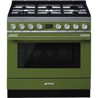 Smeg CPF9GPOG 90cm Portofino Dual Fuel Range Cooker - Olive Green