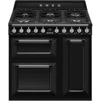 Smeg TR93BL 90cm Victoria Dual Fuel Range Cooker - Black