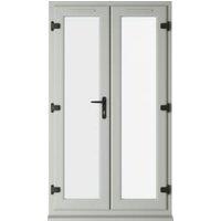 Crystal uPVC Agate Grey Left Hand Clear Triple Glazed French Door - 1190 x 2055mm