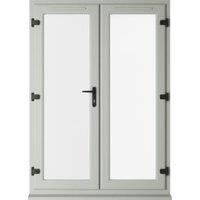 Crystal uPVC Agate Grey Left Hand Clear Triple Glazed French Door - 1590 x 2090mm
