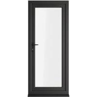 Crystal uPVC Black Right Hand Inwards Clear Triple Glazed Full Glass Single Door - 840 x 2090mm