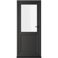 Crystal uPVC Black Left Hand Inwards Clear Triple Glazed Half Glass Half Panel Single Door - 890 x 2090mm