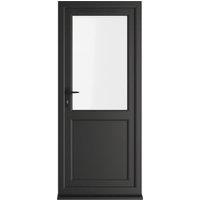 Crystal uPVC Black Right Hand Inwards Clear Triple Glazed Half Glass Half Panel Single Door - 840 x 2090mm