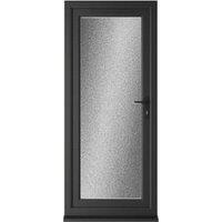 Crystal uPVC Black Left Hand Inwards Obscure Triple Glazed Full Glass Single Door - 920 x 2090mm