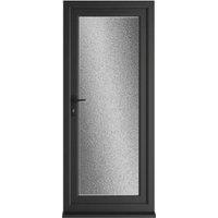 Crystal uPVC Black Right Hand Inwards Obscure Triple Glazed Full Glass Single Door - 840 x 2090mm