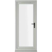 Crystal uPVC Agate Grey Left Hand Inwards Clear Triple Glazed Full Glass Single Door - 840 x 2090mm