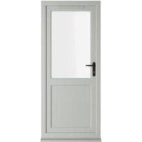 Crystal uPVC Agate Grey Left Hand Inwards Clear Triple Glazed Half Glass Half Panel Single Door - 920 x 2090mm