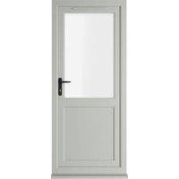 Crystal uPVC Agate Grey Right Hand Inwards Clear Triple Glazed Half Glass Half Panel Single Door - 890 x 2090mm