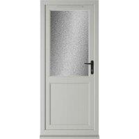 Crystal uPVC Agate Grey Left Hand Inwards Obscure Triple Glazed Half Glass Half Panel Single Door - 840 x 2090mm
