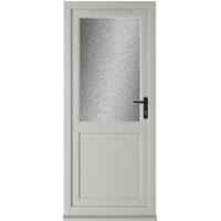 Crystal uPVC Agate Grey Left Hand Inwards Obscure Triple Glazed Half Glass Half Panel Single Door - 920 x 2090mm