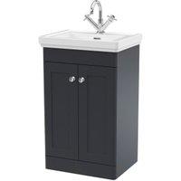 Classique Soft Black Floor Standing 2-Door Vanity & Basin 1 Tap Hole - 865 x 530mm
