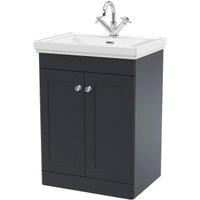 Classique Soft Black Floor Standing 2-Door Vanity & Basin 1 Tap Hole - 865 x 600mm