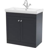 Classique Soft Black Floor Standing 2-Door Vanity & Basin 1 Tap Hole - 865 x 830mm