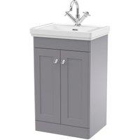Classique Satin Grey Floor Standing 2-Door Vanity & Basin 1 Tap Hole - 865 x 530mm