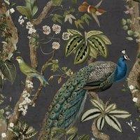 Holden Peacock Woods Charcoal Wallpaper - 10m