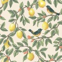 Holden Lemon Leaf Trail Cream & Orange Wallpaper - 10m