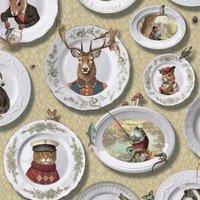 Holden Vintage Tea Party Ochre Wallpaper - 10m